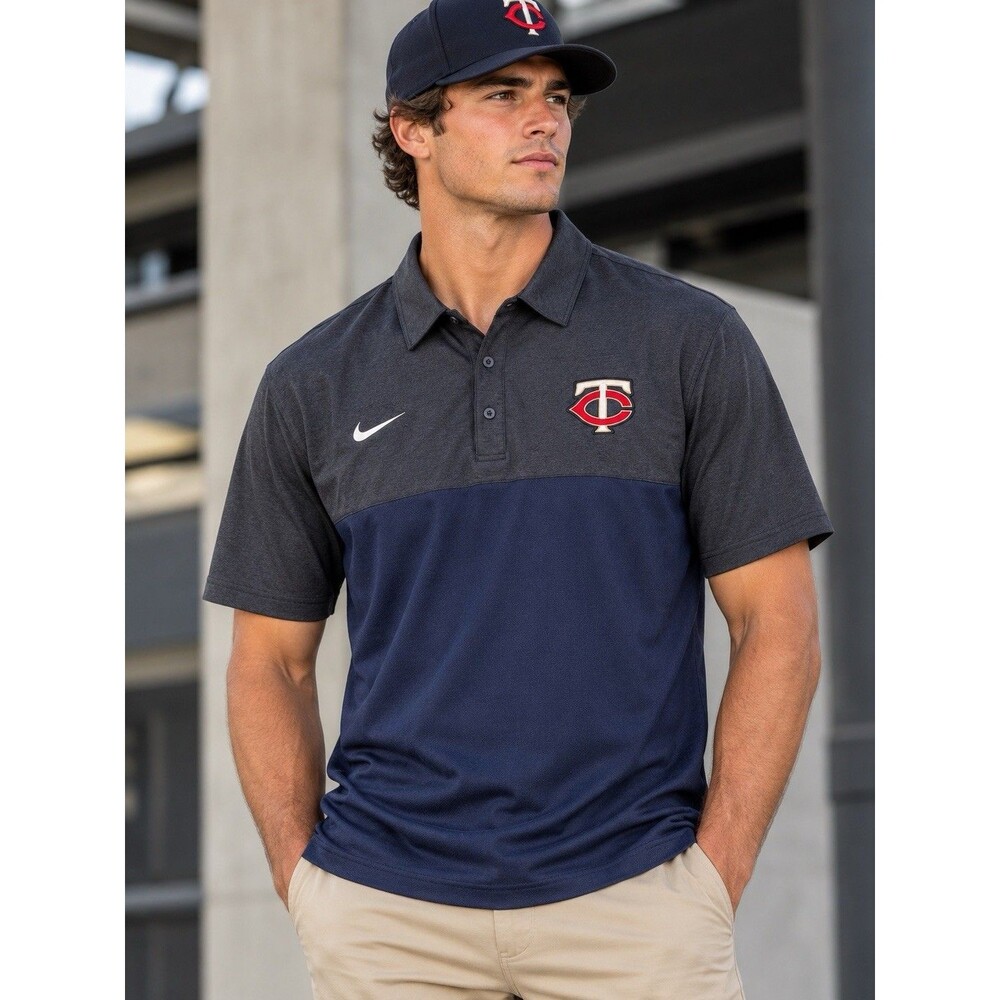 Y2K VTG Minnesota Twins Nike Preformance Baseball Polo Golf (Men's XL) Blue